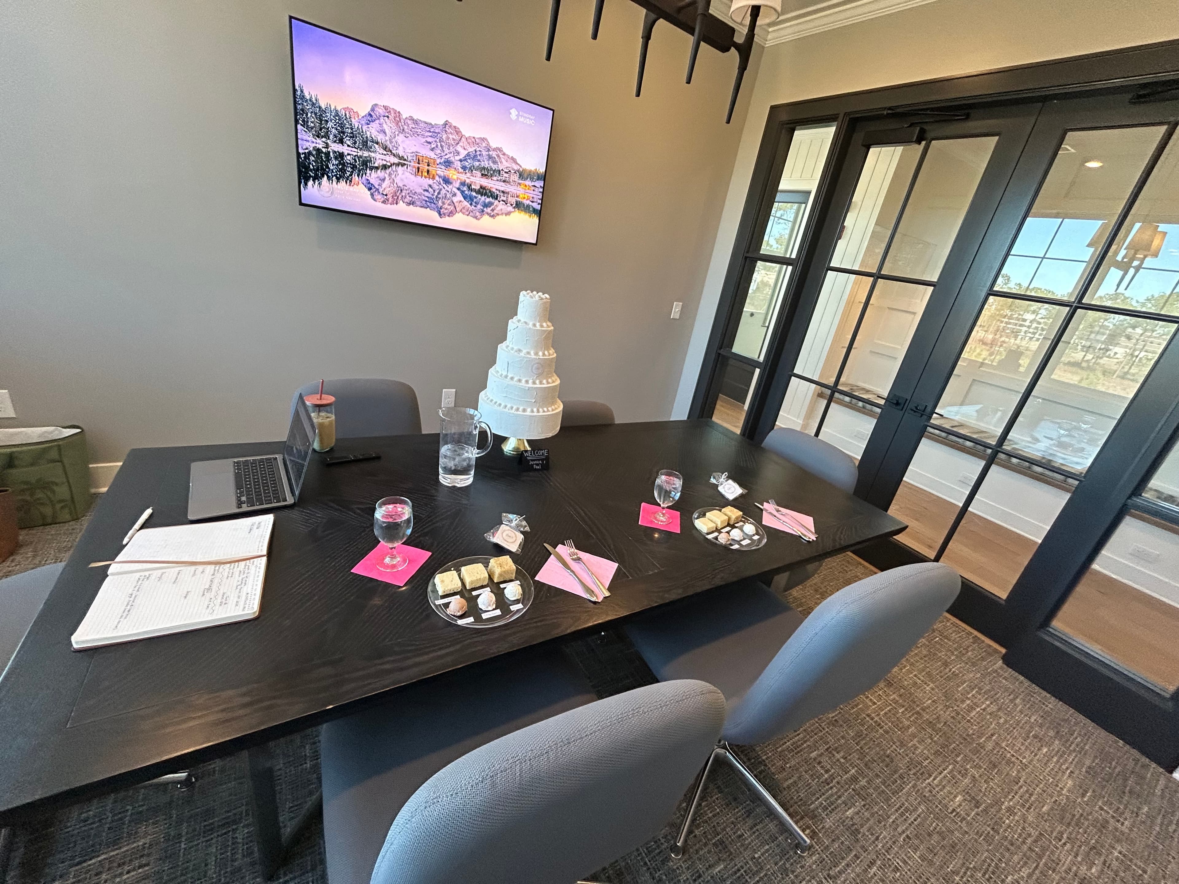 Wedding cake tasting setup