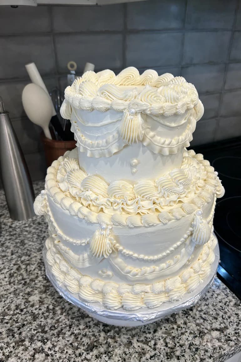 Two Tier White Wedding Cake